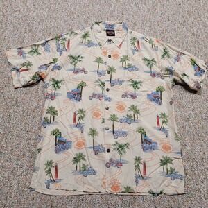 Harley Davidson Tori Richard Hawaiian Shirt Men Medium Palm Motorcycle Button Up